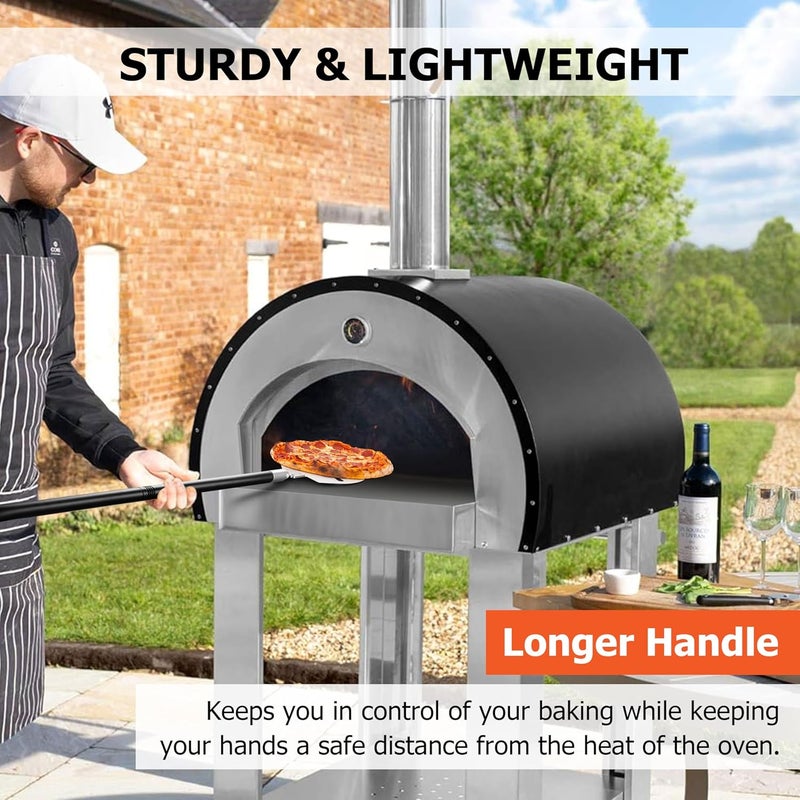 Joyfair 8 Inch Pizza Peel Turning, Perforated Pizza Turner with Long Detachable Handle, Stainless Steel Spatula Paddle for Rotating Sliding, Metal Tools Oven Accessories, Oven-safe & Easy Cleanup - Image 5